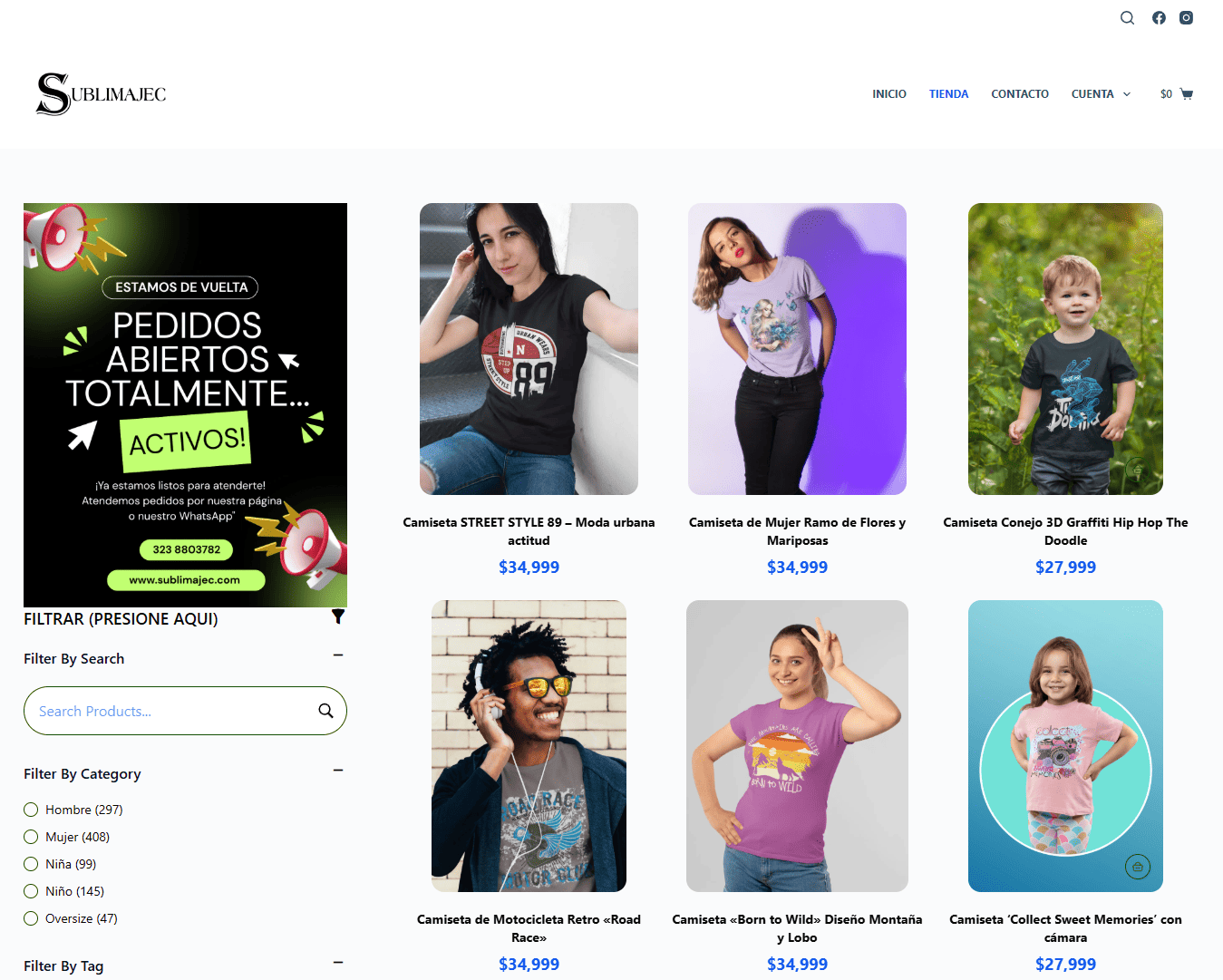 Sublimajec tienda online de camisetas con diseños únicos por sublimación - SUBLIMAWEB