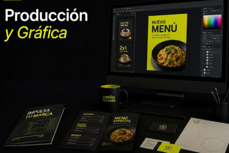 Producción gráfica: piezas para redes sociales, menús, papelería corporativa y diseño bajo demanda